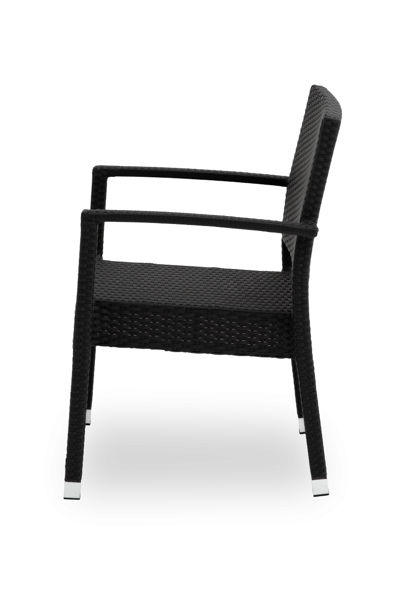 Polyrattan Stuhl Venedig Schwarz mit Armlehne-SW10354