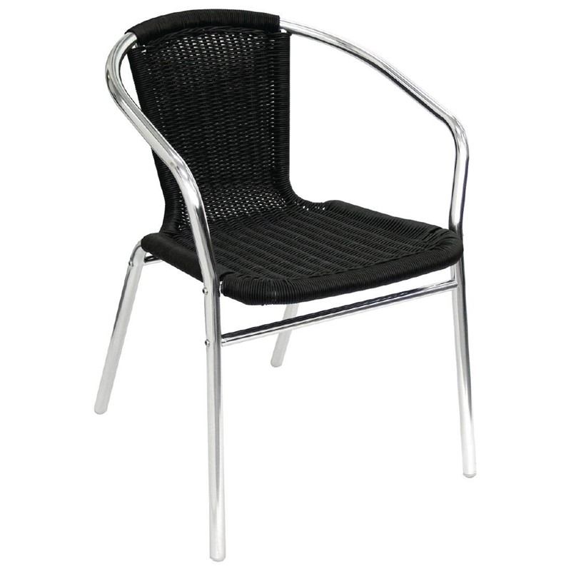 Outdoor Stuhl Hero schwarz für Außenbereich mit Armlehnen Aluminium