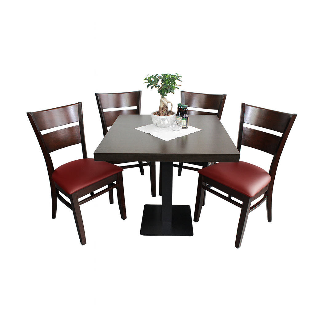 1+4 Garnitur 80x80cm Grace Rot Restaurant Stühle Bistro Gastro Tische