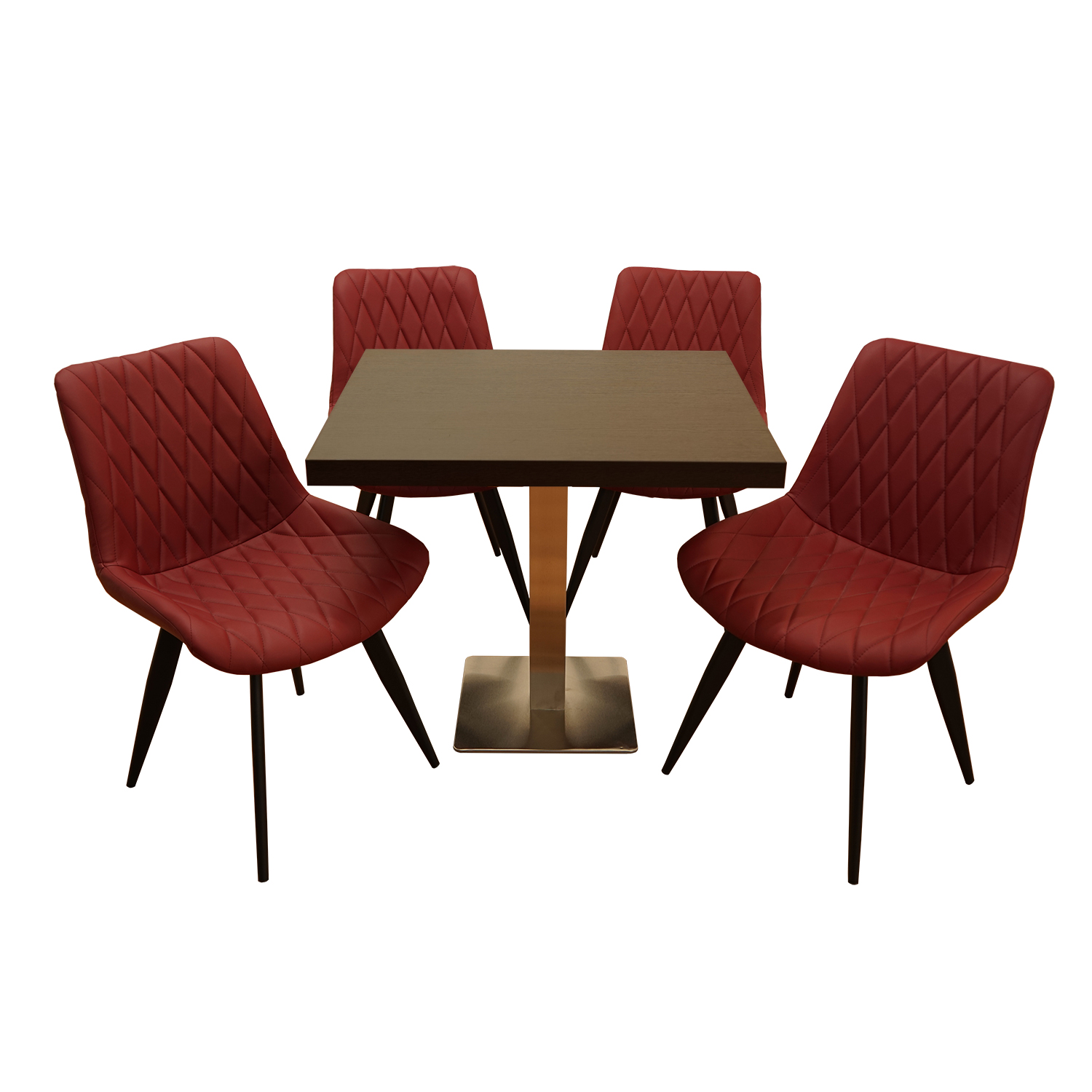 1+4 Garnitur 80x80cm Scarlet weinrot Restaurant Stühle Hotel Bistro Tische