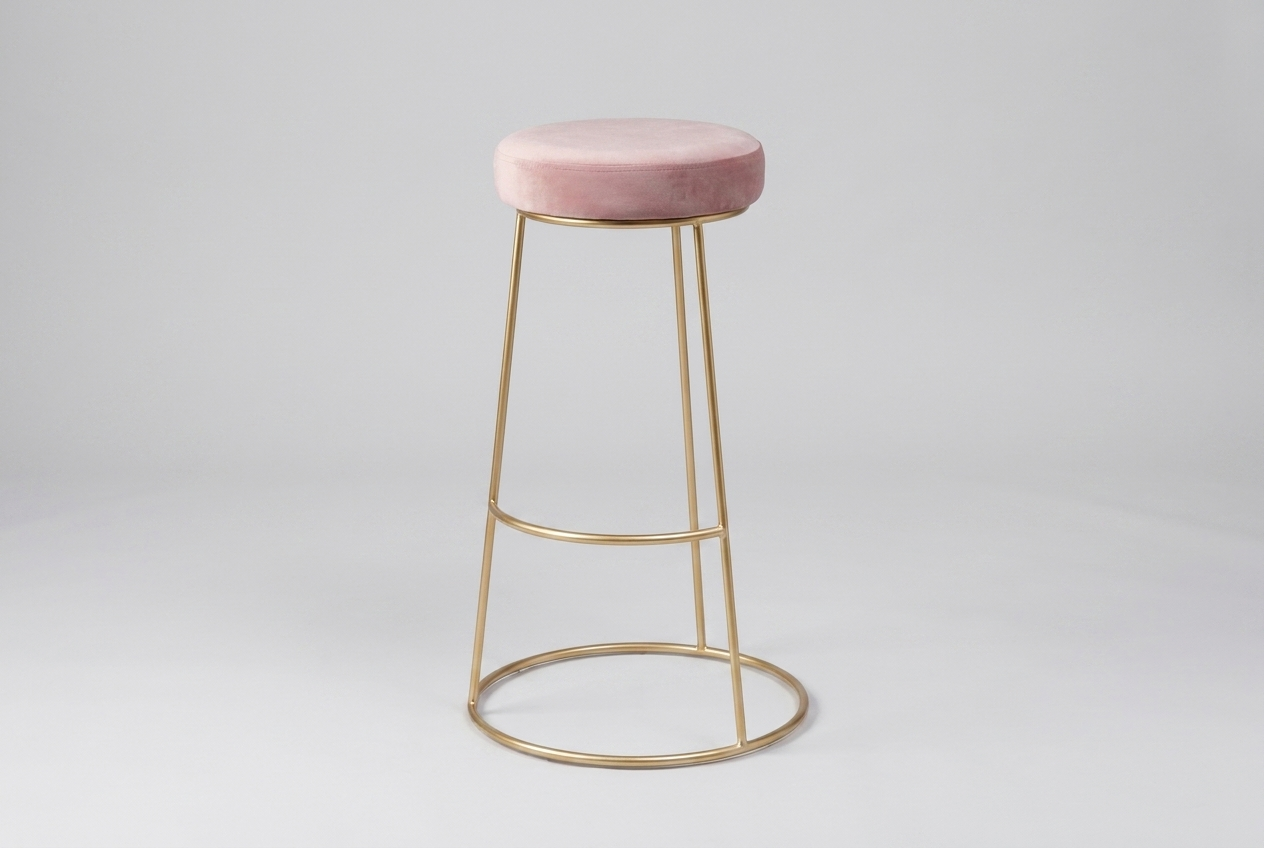 Barhocker Iconic Rose Gold mit Sitzpolster Samt Rose