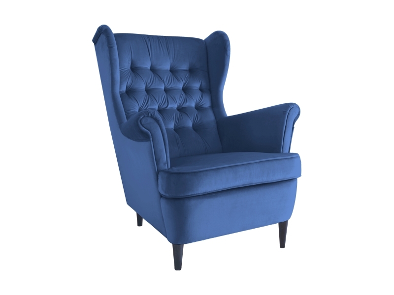 Lounge Ohrensessel Neapel Samtstoff Marine Blau