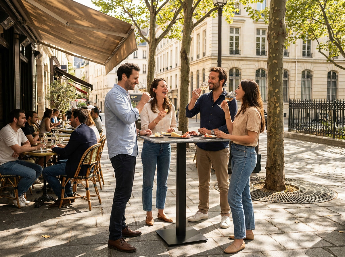 Outdoor Stehtisch 60x60cm Compact HPL Grau Marmor Optik - Catania