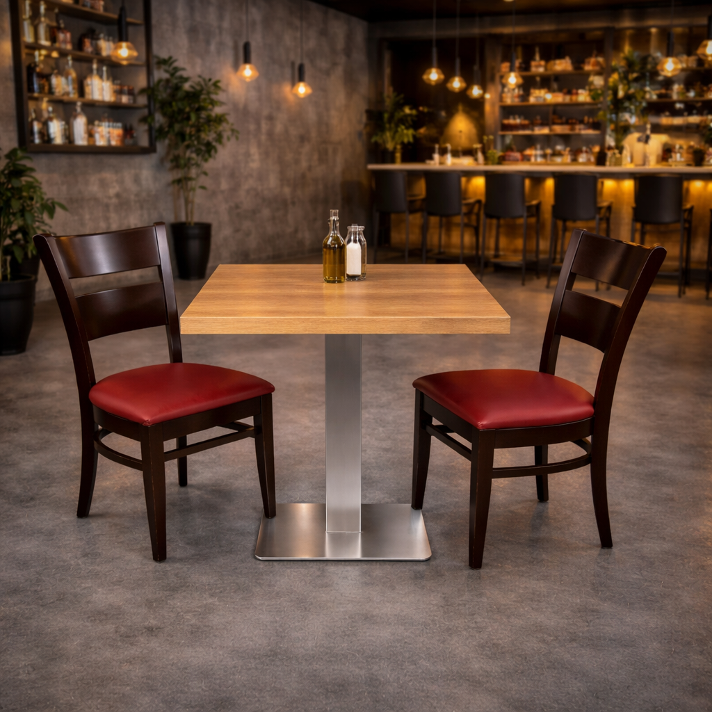 1+2 kişilik oturma grubu, 60x60 cm bistro masası, restoran sandalyeleri, gastronomi mobilyaları