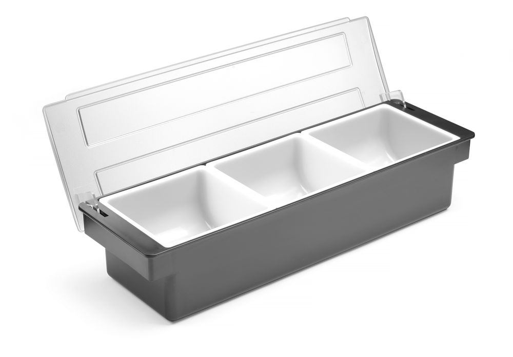 Zutatenbox – 3 Behälter BarUp Schwarz 480x150x(H)100mm-ING10948