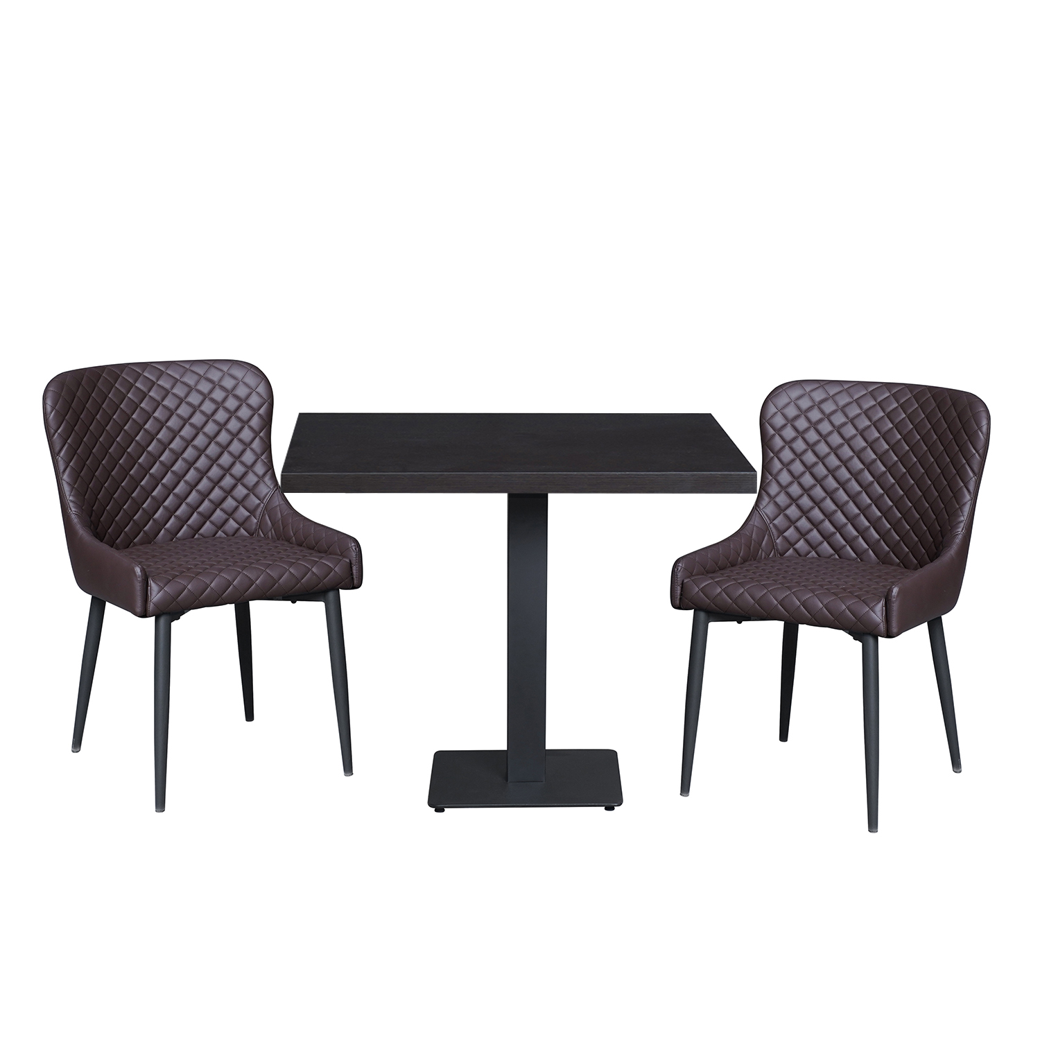 1+2 Restaurant Garnituren 80x80x3,6cm Tisch Milano Dunkelbraun Artus Stühle Hotel Bistro