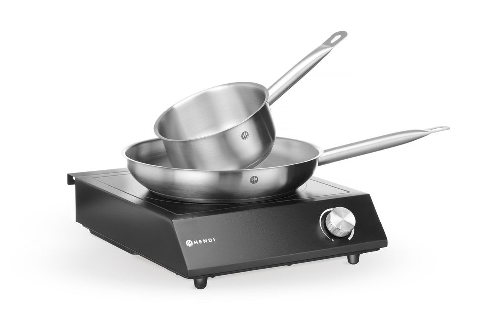 Set: Induktionskocher 3500W + Stielkasserolle + Bratpfanne    Schwarz  220-240V/3500W  320x395x(H)95