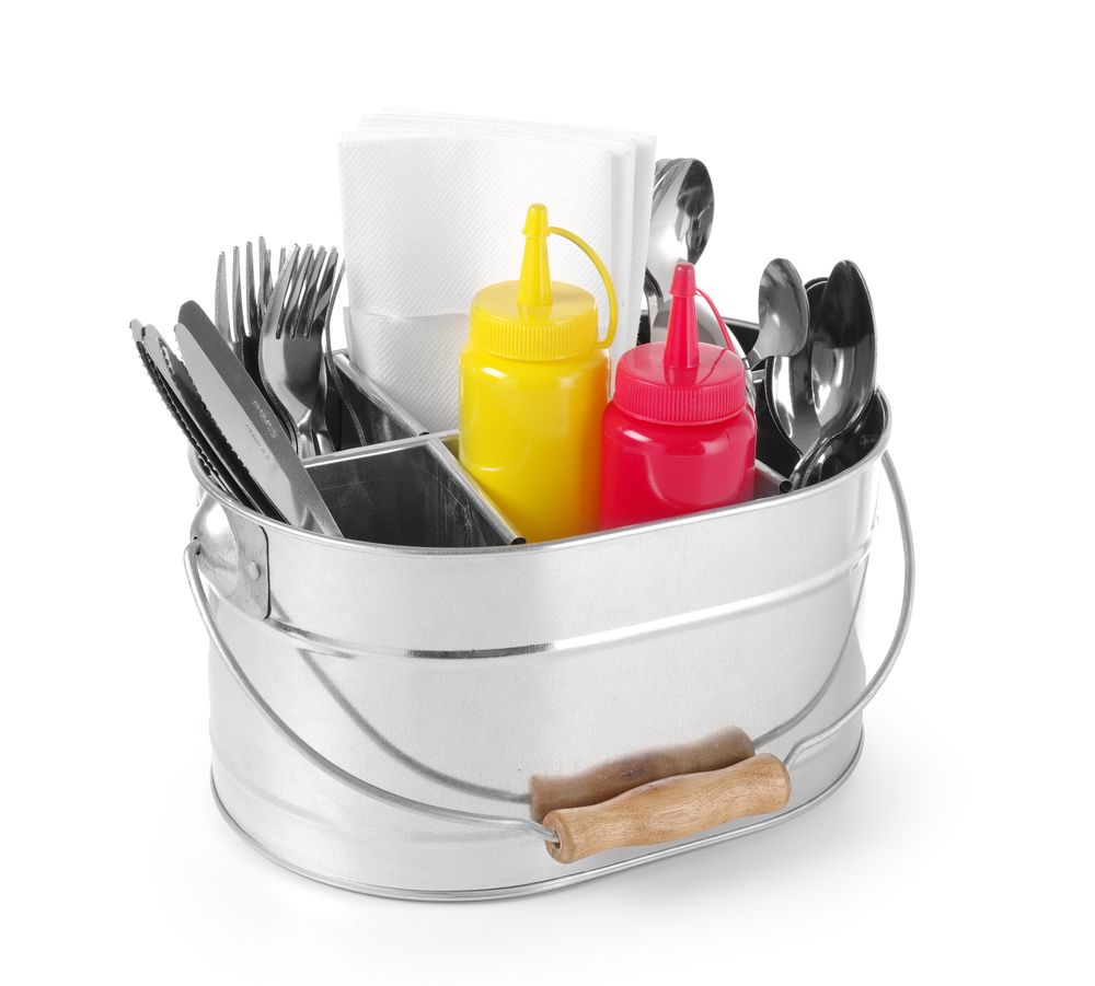 Tisch-Caddy Retro Diner aus Stahl 6 Fächer 24,5x18x(H)13cm