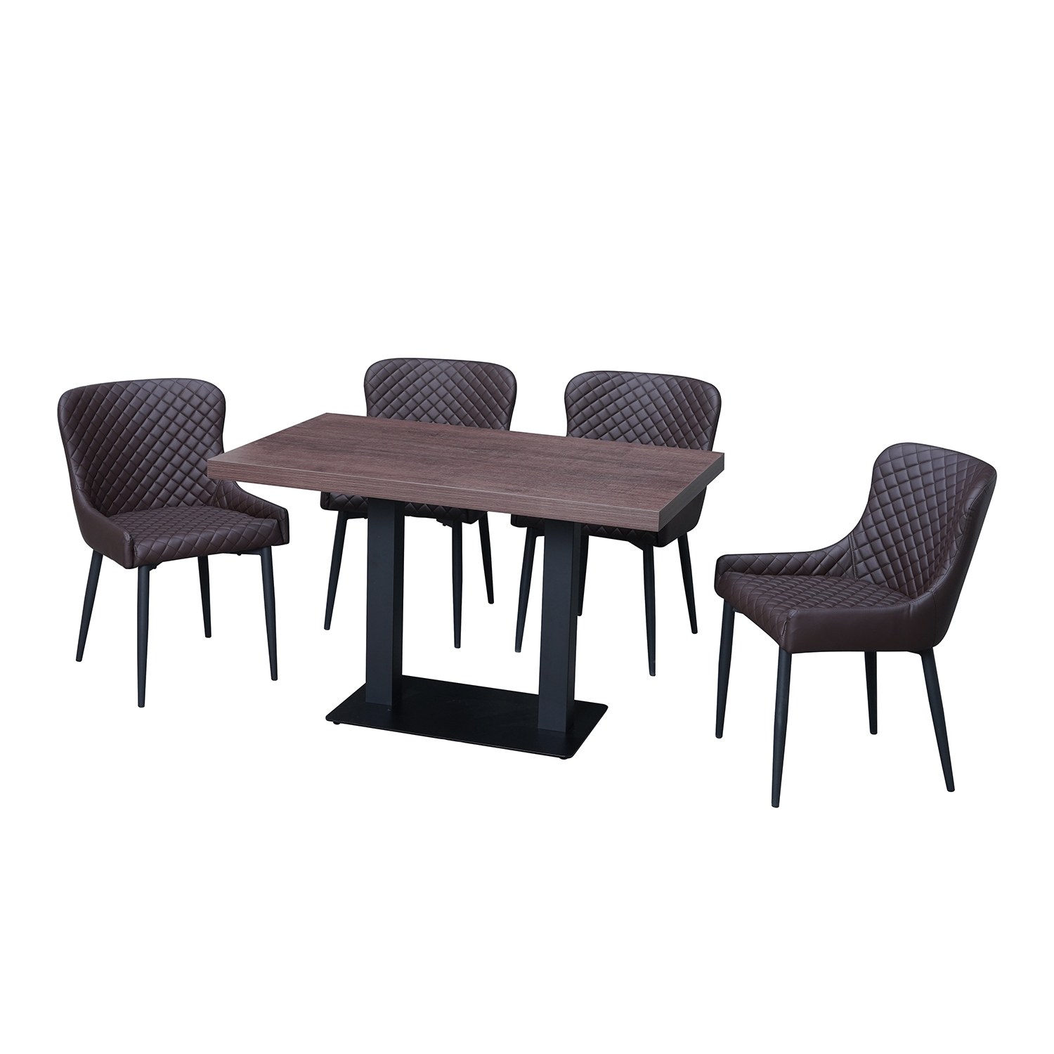 1+4 Garnitur 120x80cm Artus Braun Restaurant Stühle Hotel Bistro Tische