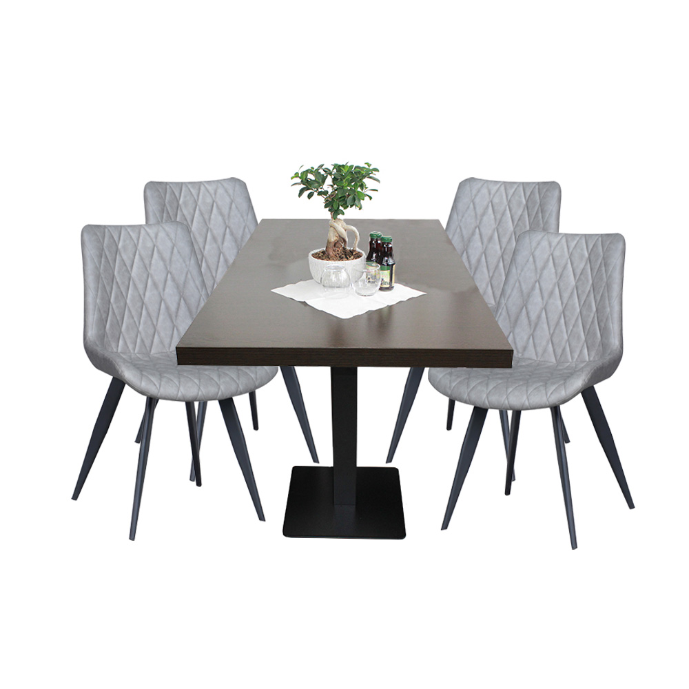 1+4 Garnitur 150x80cm Scarlet grau Restaurant Stühle Hotel Bistro Tische