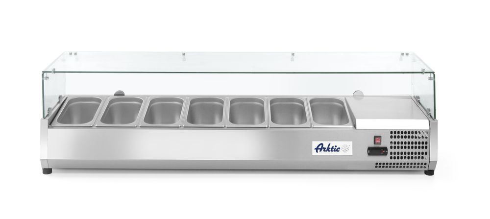 Aufsatz-Kühlvitrine Gastronorm 1/3 Arktic 7x GN 1/3 230V/180W 1605x420x(H)460mm-ING11246