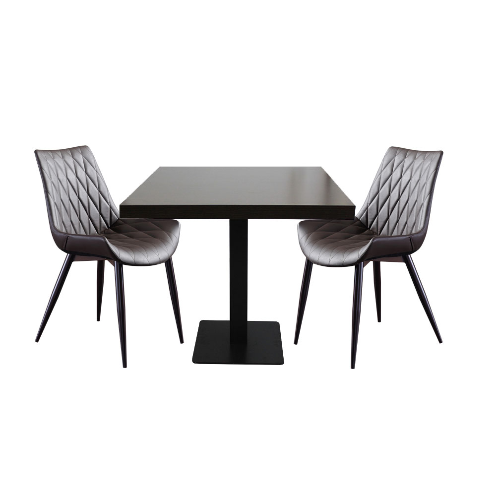 Restaurant Bistro Set Tisch Milano 60x60cm + 2 Stühle Scarlet Kunstleder Dunkelbraun