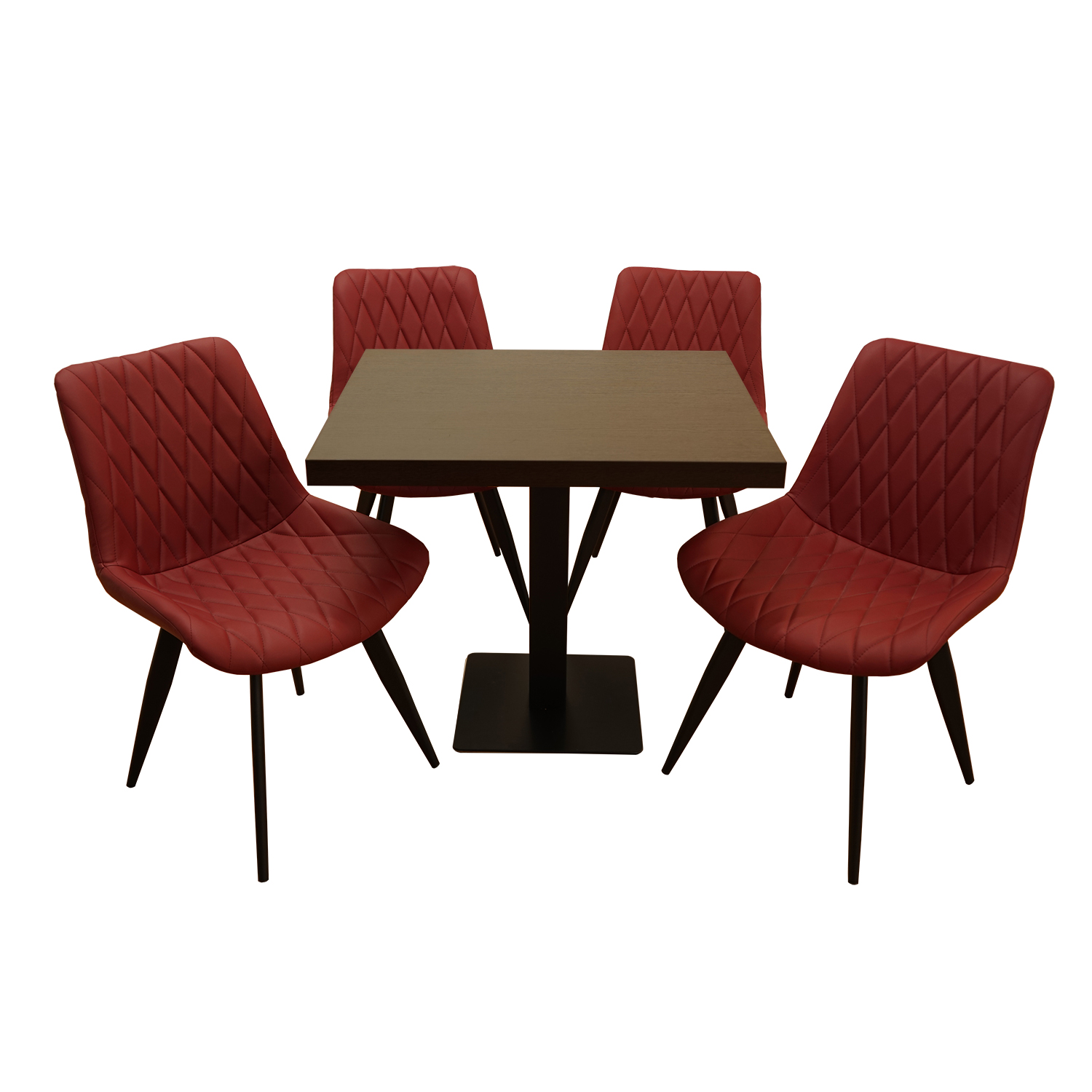 1+4 Garnitur 80x80cm Scarlet Rot Matt Restaurant Stühle Hotel Bistro Tische