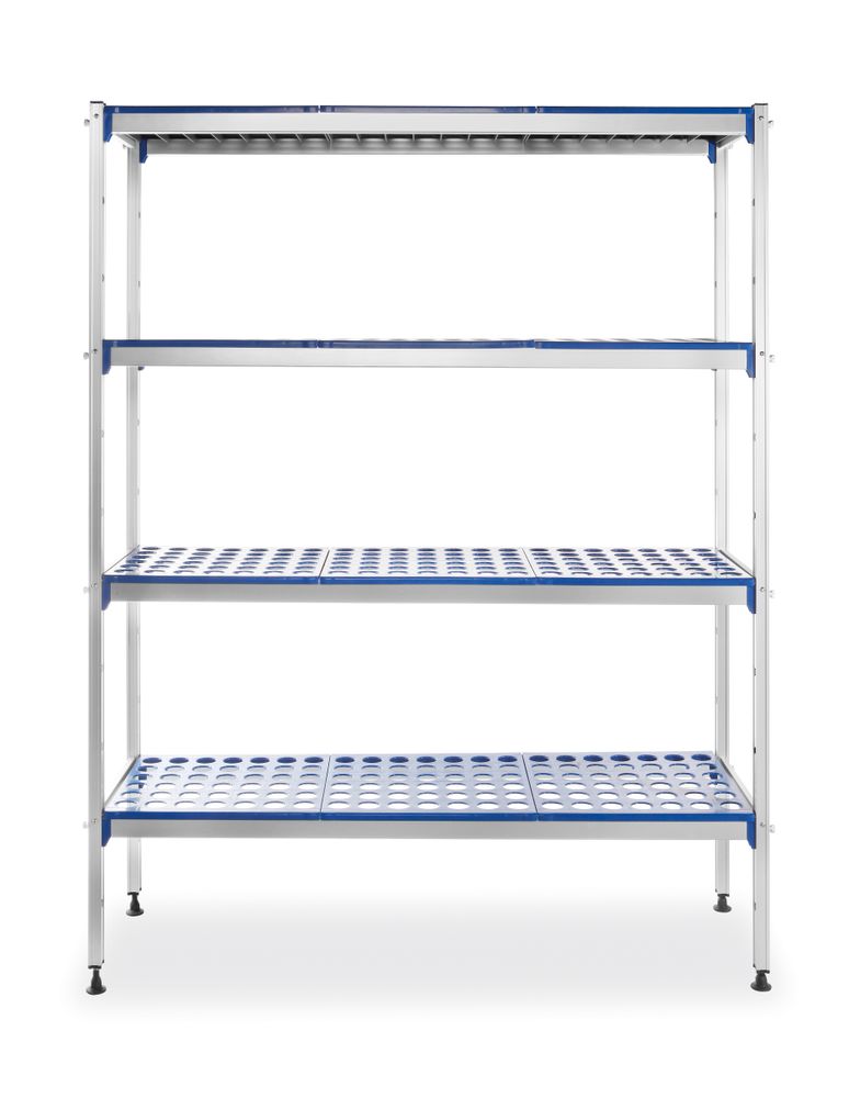 Aluminium-Aufbewahrungsregal 4 Ebenen 128x40,5x(H)168,5cm