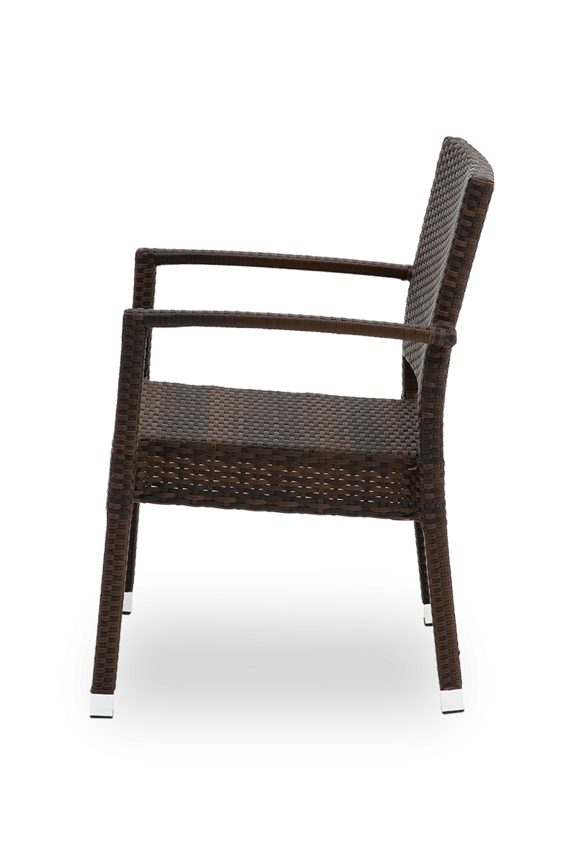 Polyrattan Stuhl Venedig Braun mit Armlehne-SW10353