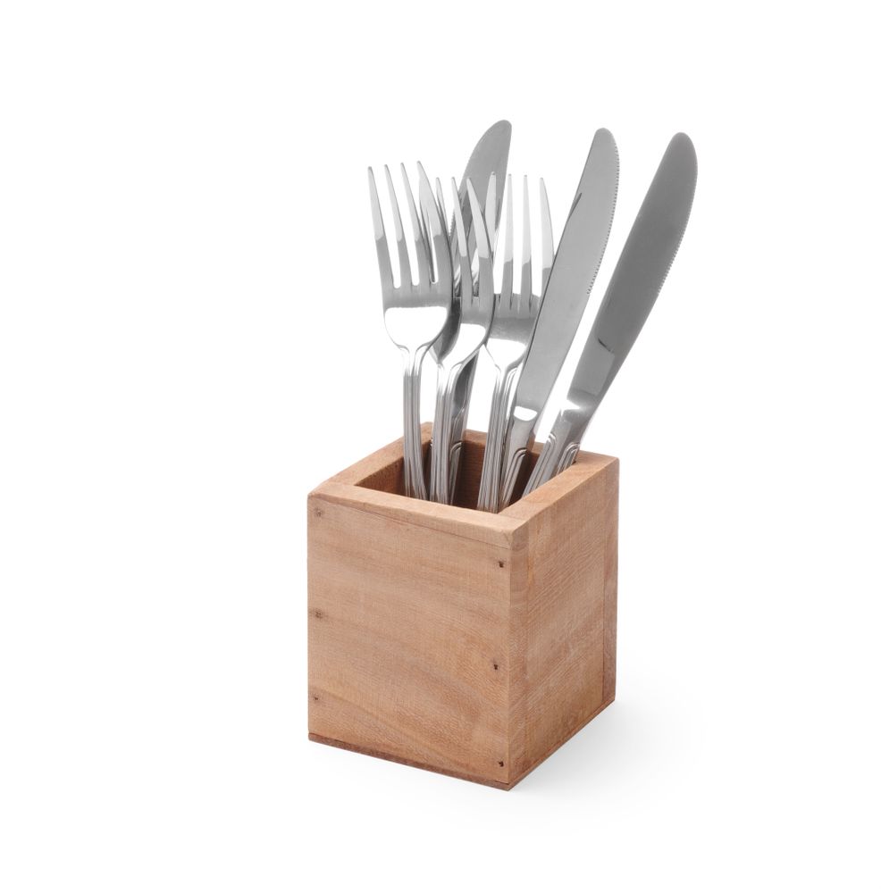 Besteckbox aus Holz Braun 8x8x(H)9,5cm