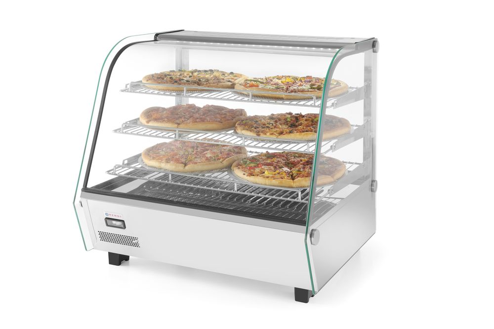 Warmhaltevitrine mit 3 Auslagen    120 Liter  230V/1100W  685x575x(H)680mm-ING11674