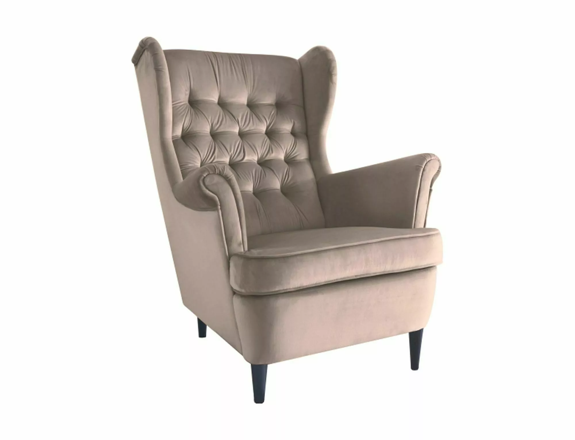 Lounge Ohrensessel Neapel Samtstoff Beige