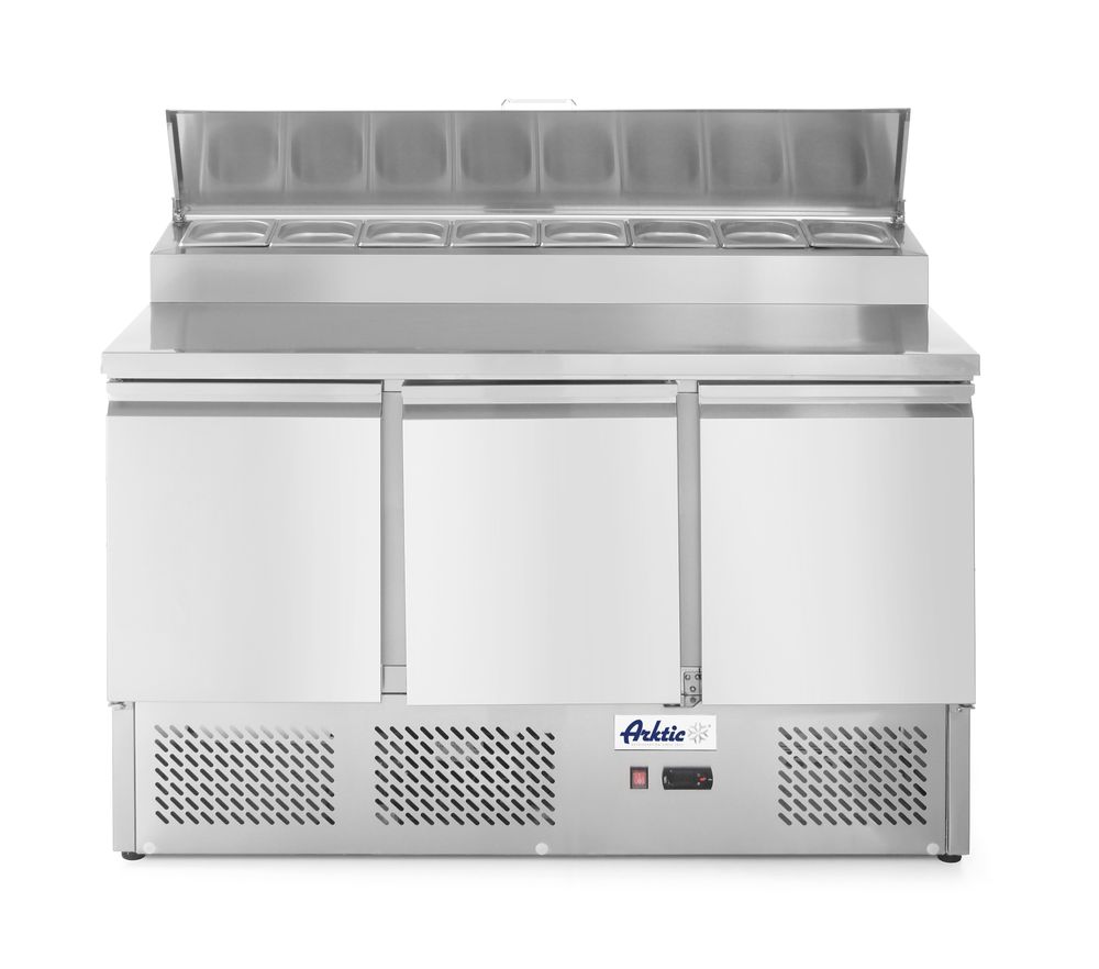 Kühltisch dreitürig mit Aufsatz-Kühlvitrine 380 L Arktic 230V/310W 1365x702x(H)1265mm