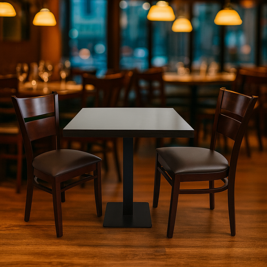 1+2 Restoran Seti 70x60x3,6 cm Grace Bistro Masa Ayaklı Sandalyeler Gastro Masa