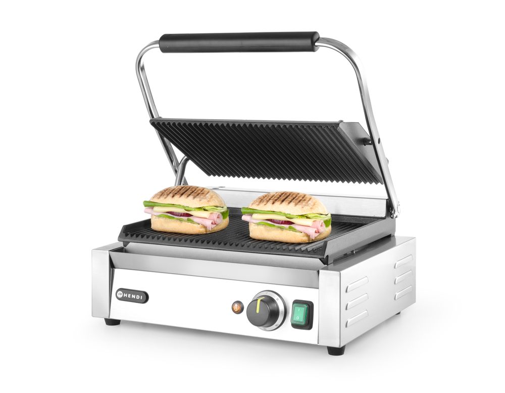 Kontaktgrill - Panini    oben und unten gerillt  230V/2200W  432x396x(H)214mm-ING11612