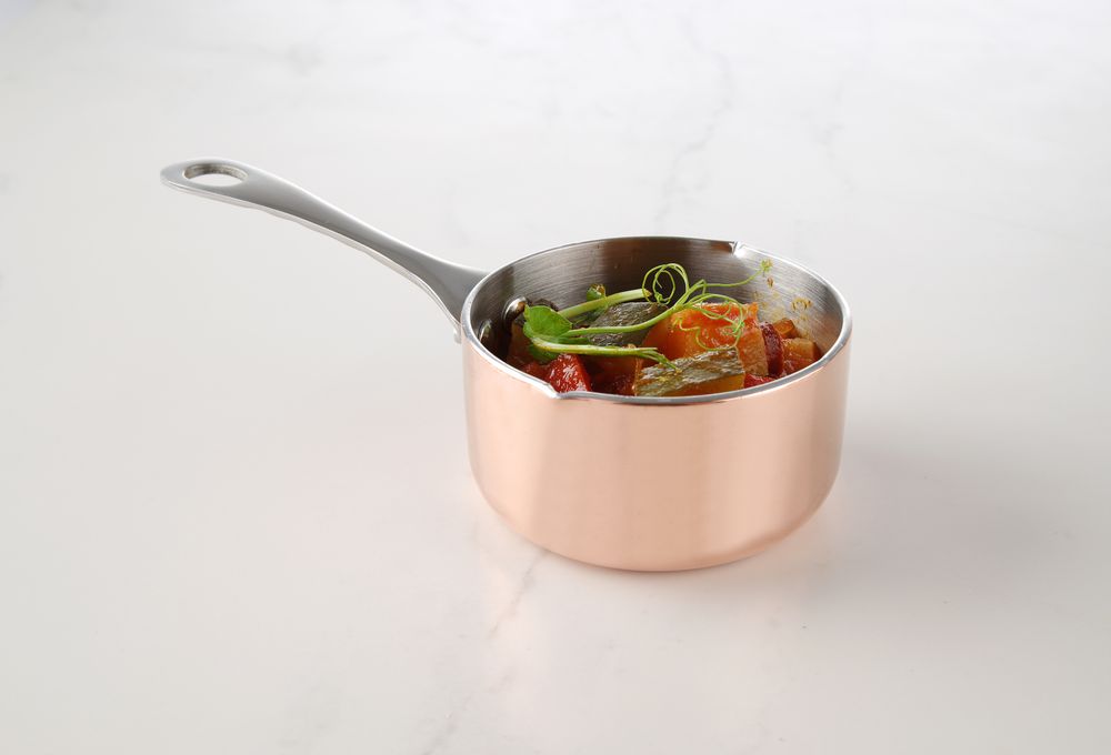 Miniatur-Kasserolle Kupfer Optik mit Ausgießer 260 ml