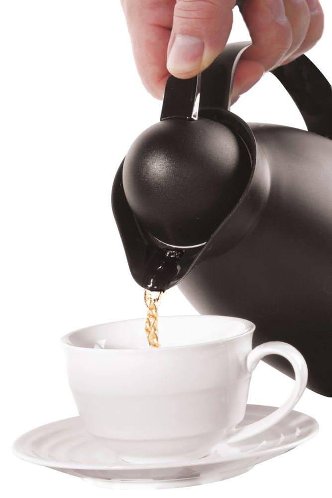 Isolierkanne mit Innenbehälter aus Glas 1 Liter Schwarz Matt