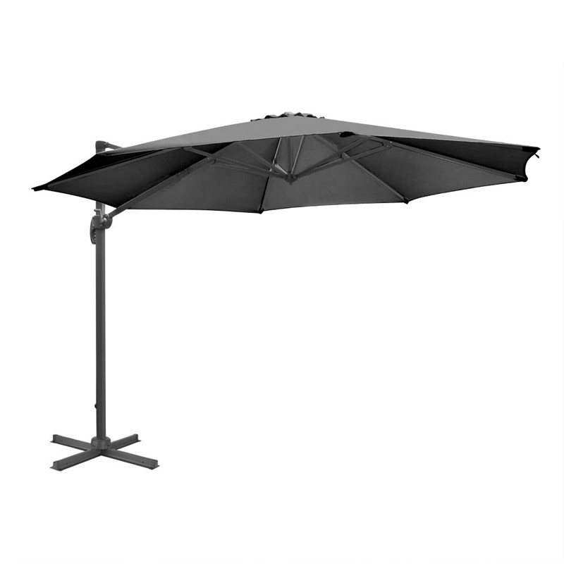 Sonnenschirm Ampelschirm Schwarz Rund 3,5m - 360° drehbar Kurbelsystem Gastroschirm