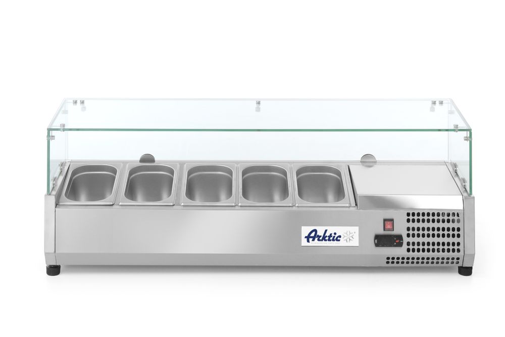Aufsatz-Kühlvitrine Gastronorm 1/4 Arktic 5x GN 1/4 230V/180W 1205x335x(H)460mm