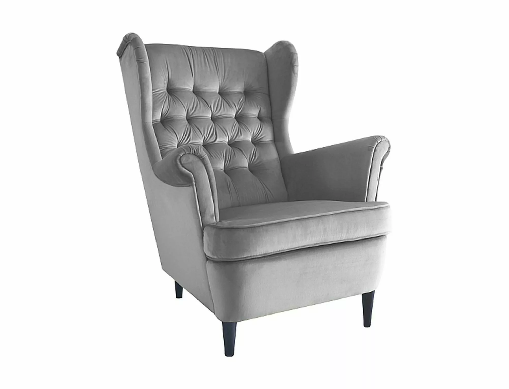 Lounge Ohrensessel Neapel Samtstoff Grau