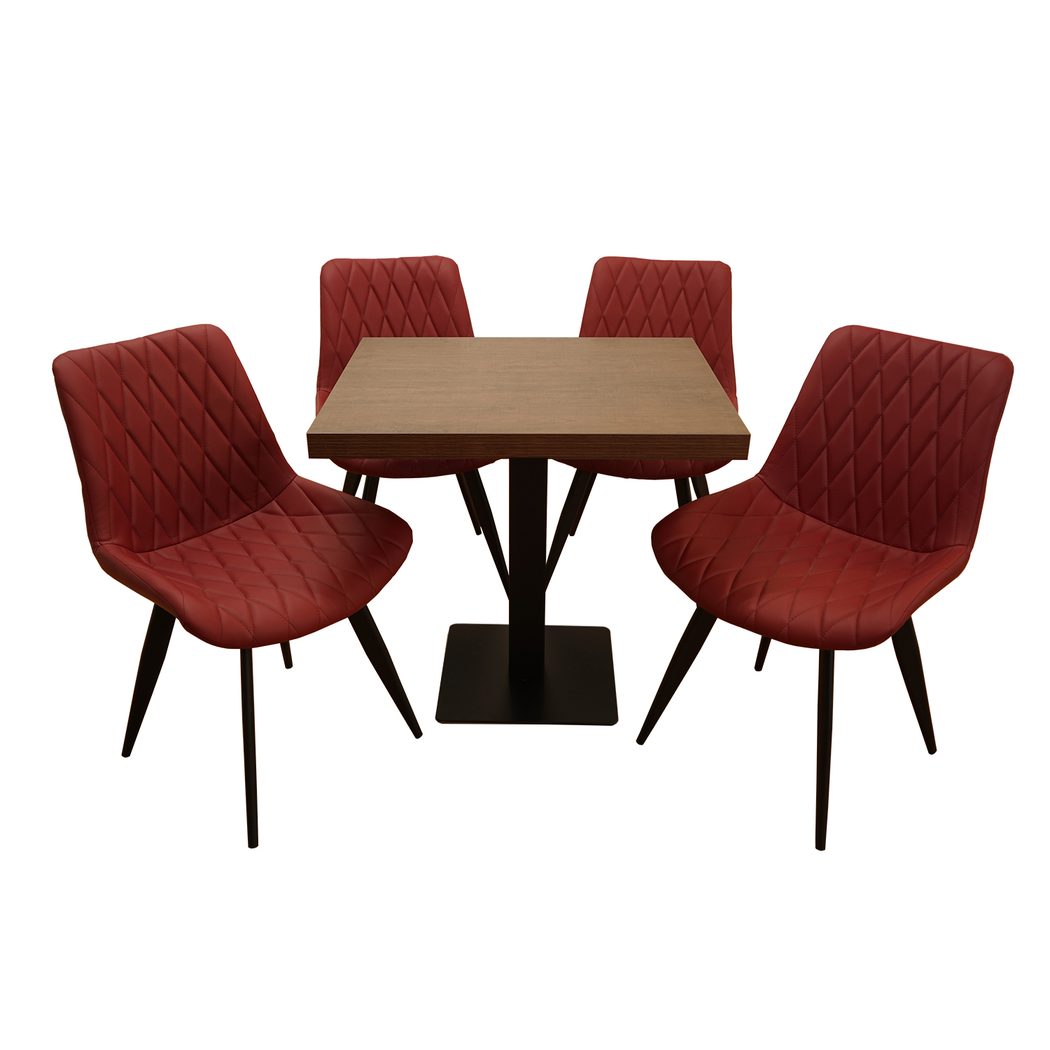 1+4 Garnitur 80x80cm Scarlet weinrot Restaurant Stühle Hotel Bistro Tische