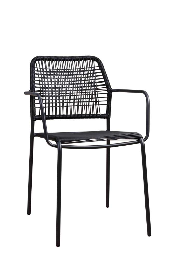 Outdoor Stuhl Kunststoffgeflecht Anthrazit Schwarz
