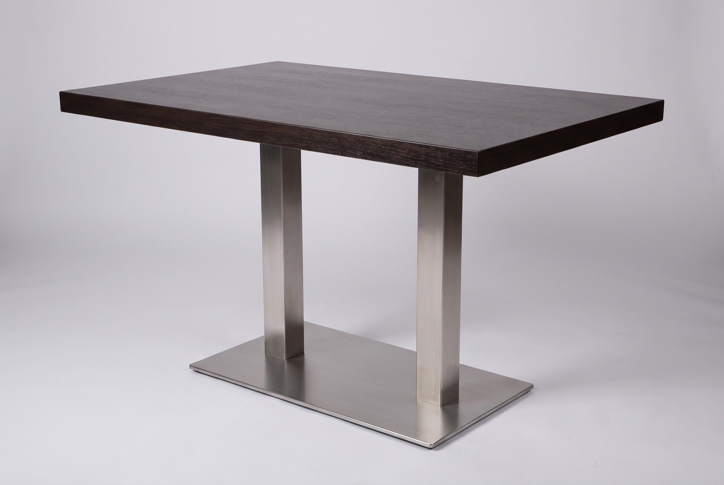 Restaurant Bistro Tisch 100x80x3,6cm Dunkelbraun Milano Tischbein Silber