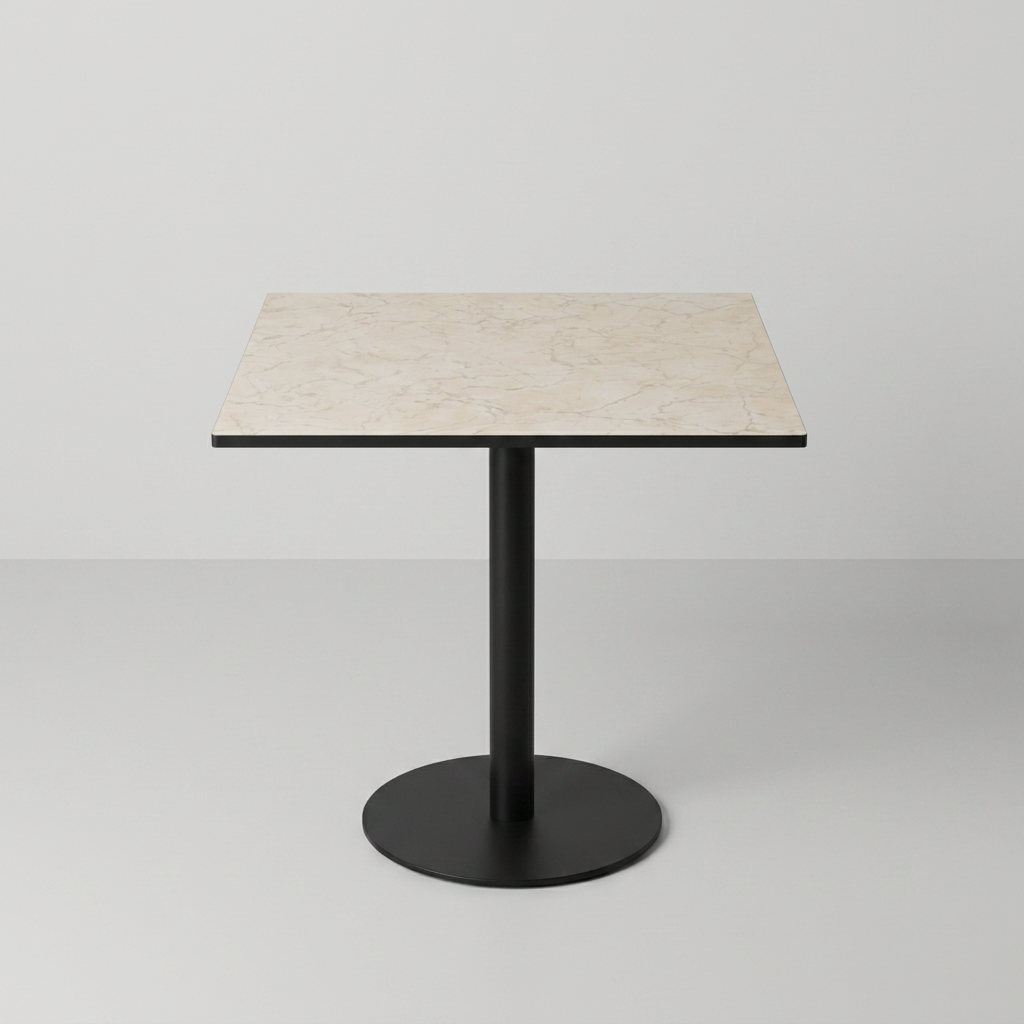 Dış Mekan Bistro Masası 70x70 cm Kompakt HPL Mermer Görünümlü Bej TK5 - Pescara