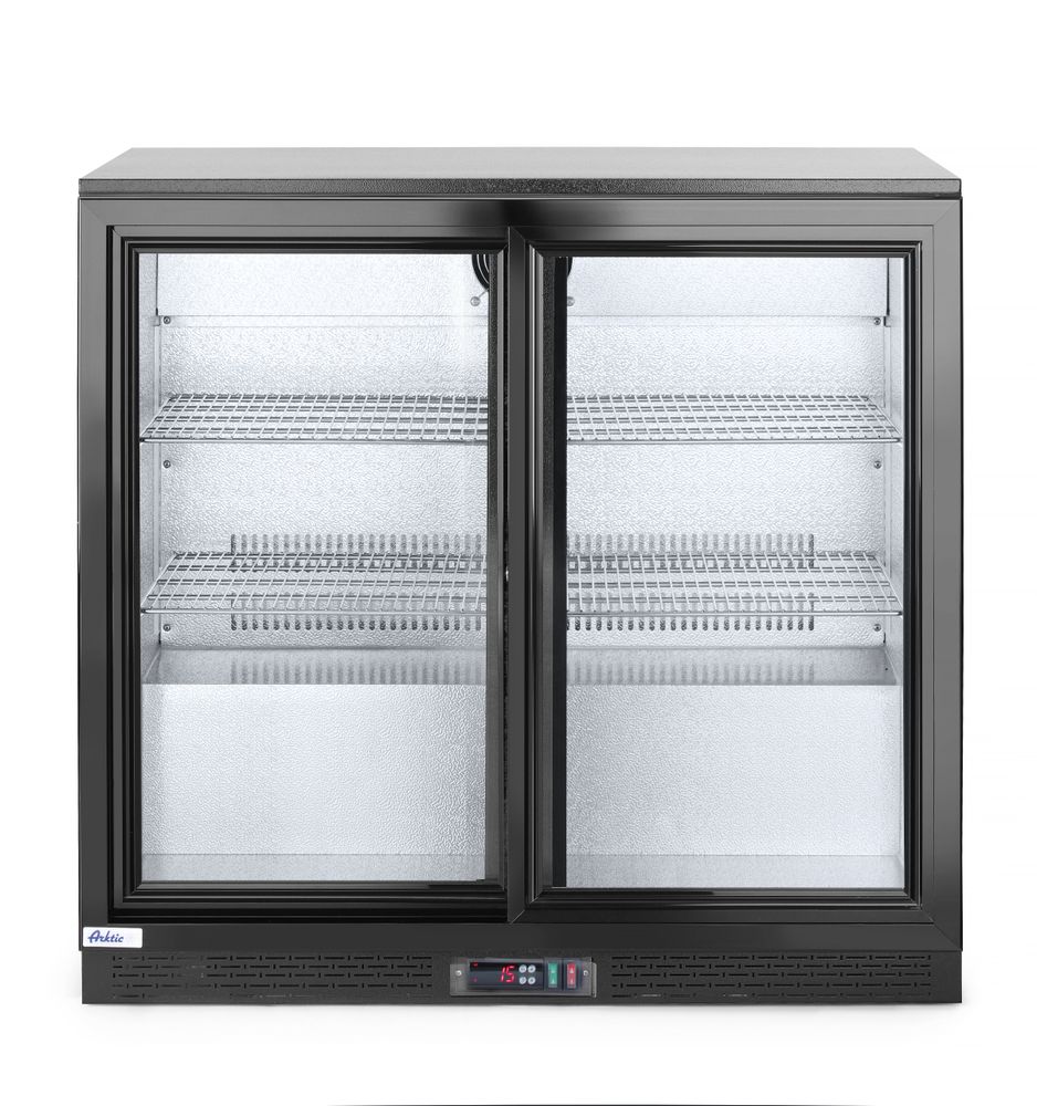 Backbar-Kühlschrank mit doppelten Schiebetüren Arktic 197L Schwarz 220-240V/160W 900x520x(H)865mm-ING11193