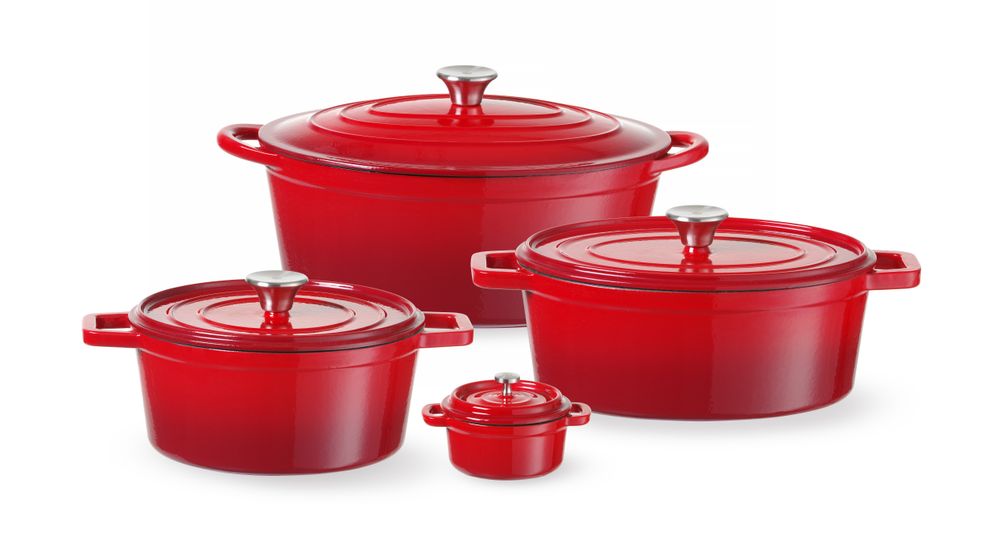 Emaillierter Gusseisentopf 0.27L Rot 130x100x(H)48mm