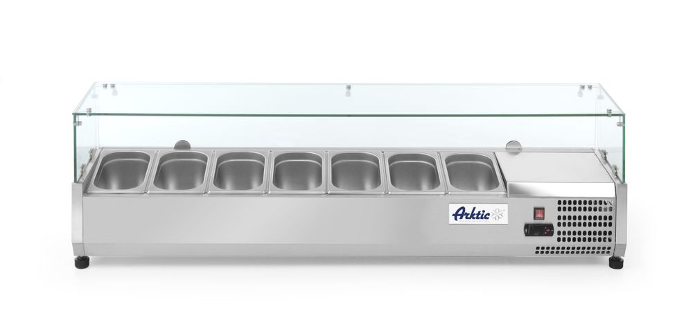 Aufsatz-Kühlvitrine Gastronorm 1/4 Arktic 7x GN 1/4 230V/180W 1505x335x(H)460mm