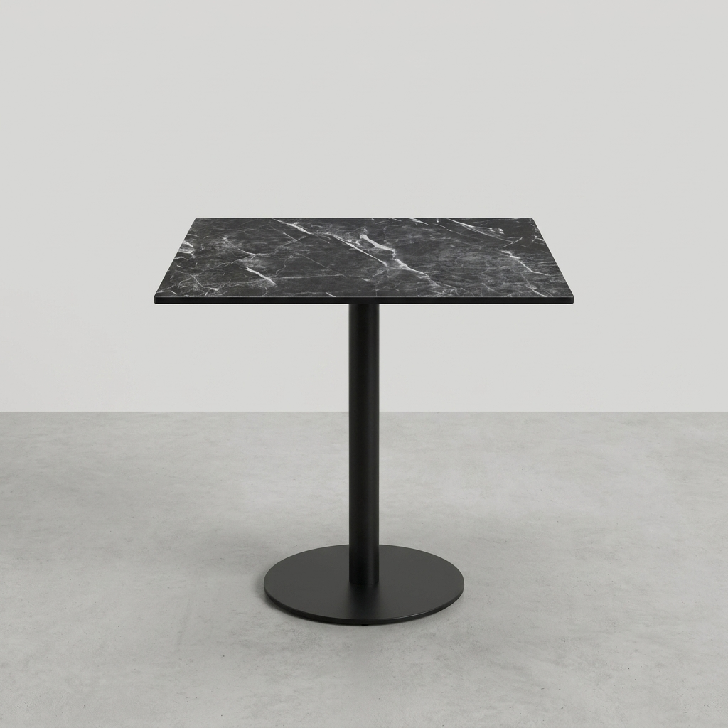 Dış Mekan Bistro Masası 70x70 cm Kompakt HPL Mermer Görünümlü Onyx Siyah TK5 - Pescara